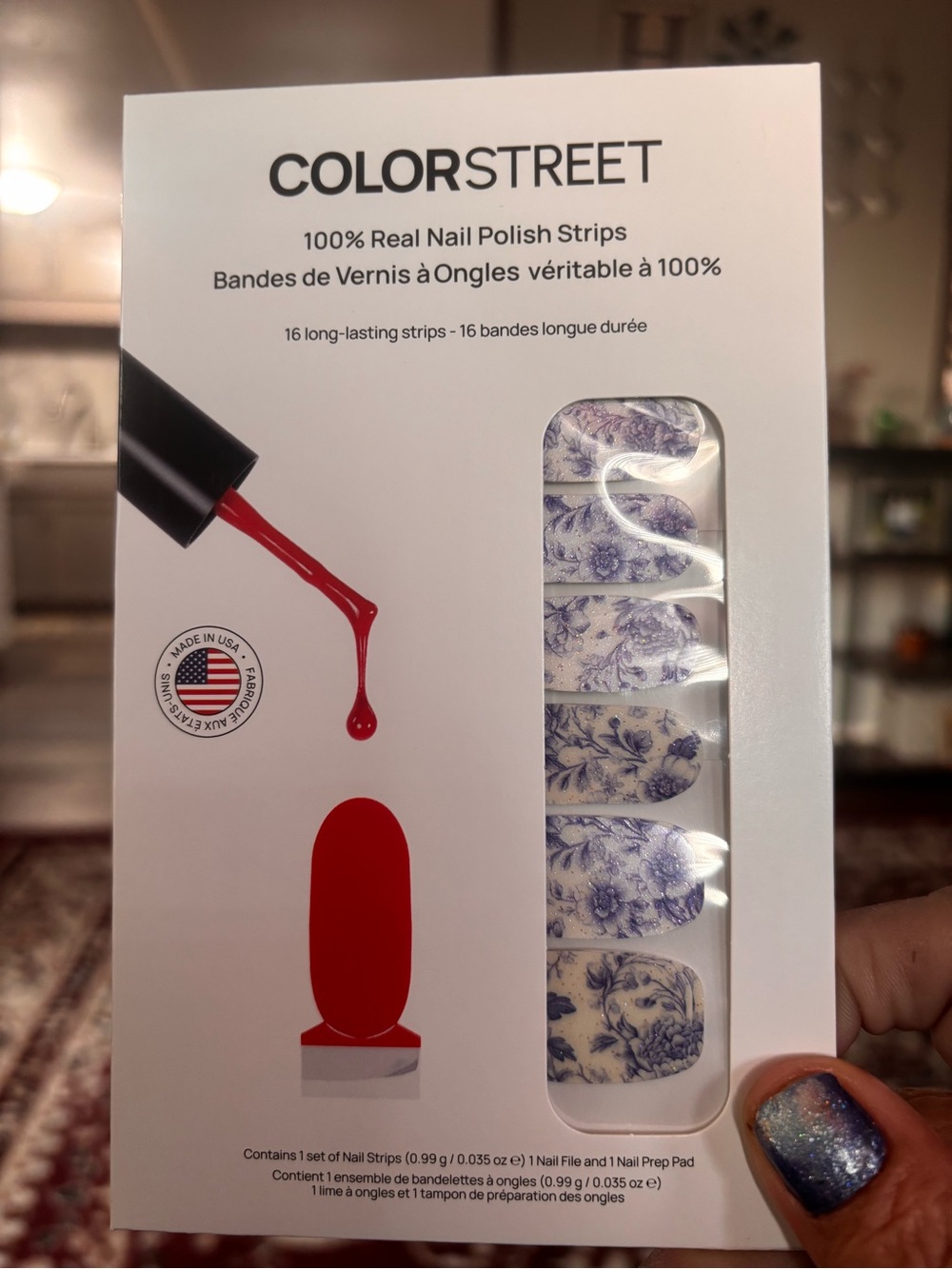Color Street “Heirloom Bloom” Nail Strips – Purple Floral Glitter Design